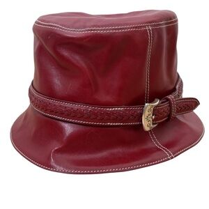 Brighton Leather Bucket Hat Cherry Red